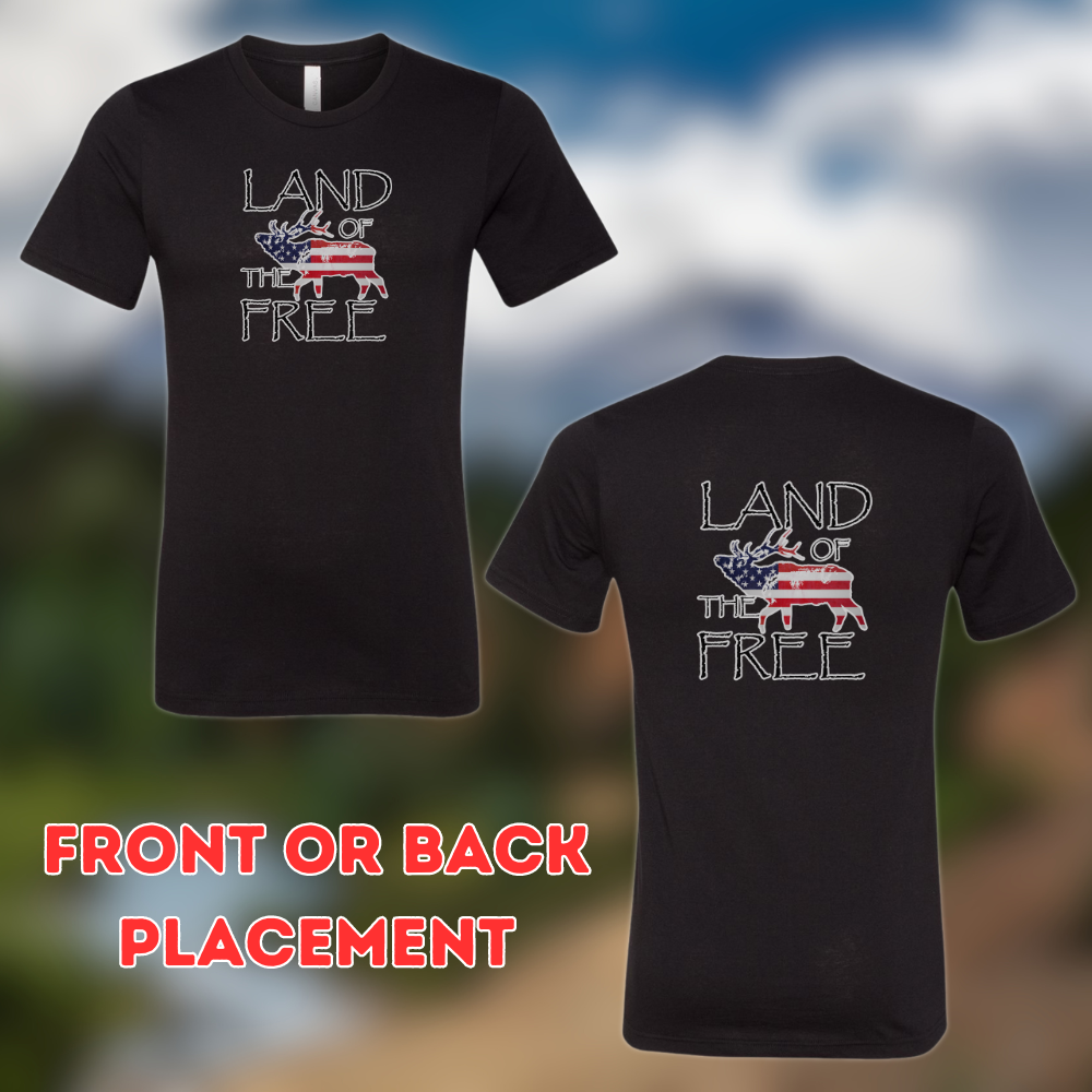 Western Elk Hunting Patriotic T-Shirt - Land of the Free