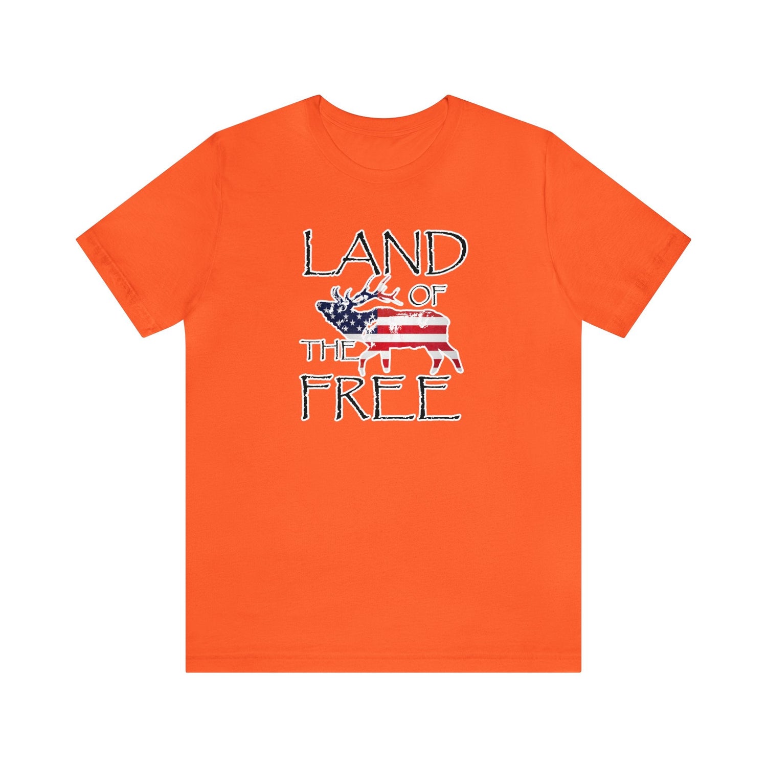 Western elk hunting t-shirt, color orange, front design placement