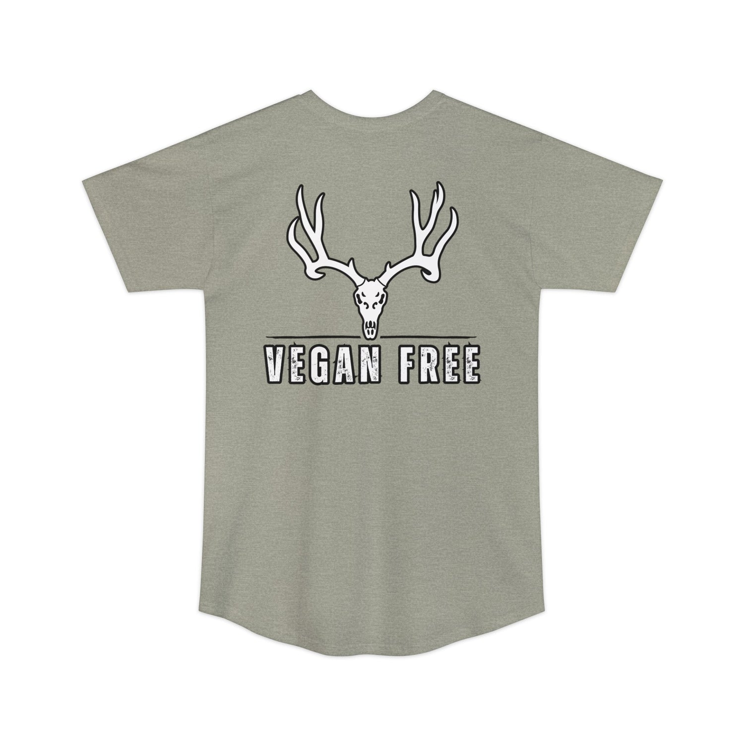 Athletic tall deer hunting t-shirt, color light grey, back design placement