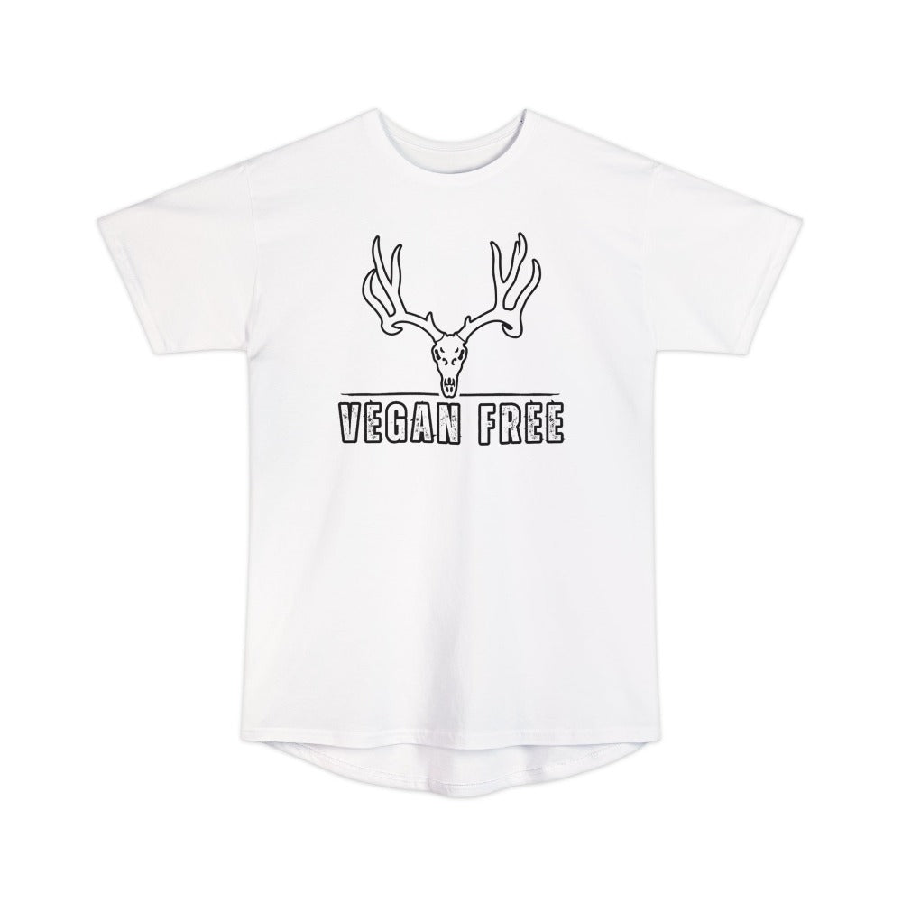 Athletic tall deer hunting t-shirt, color white, front design placement