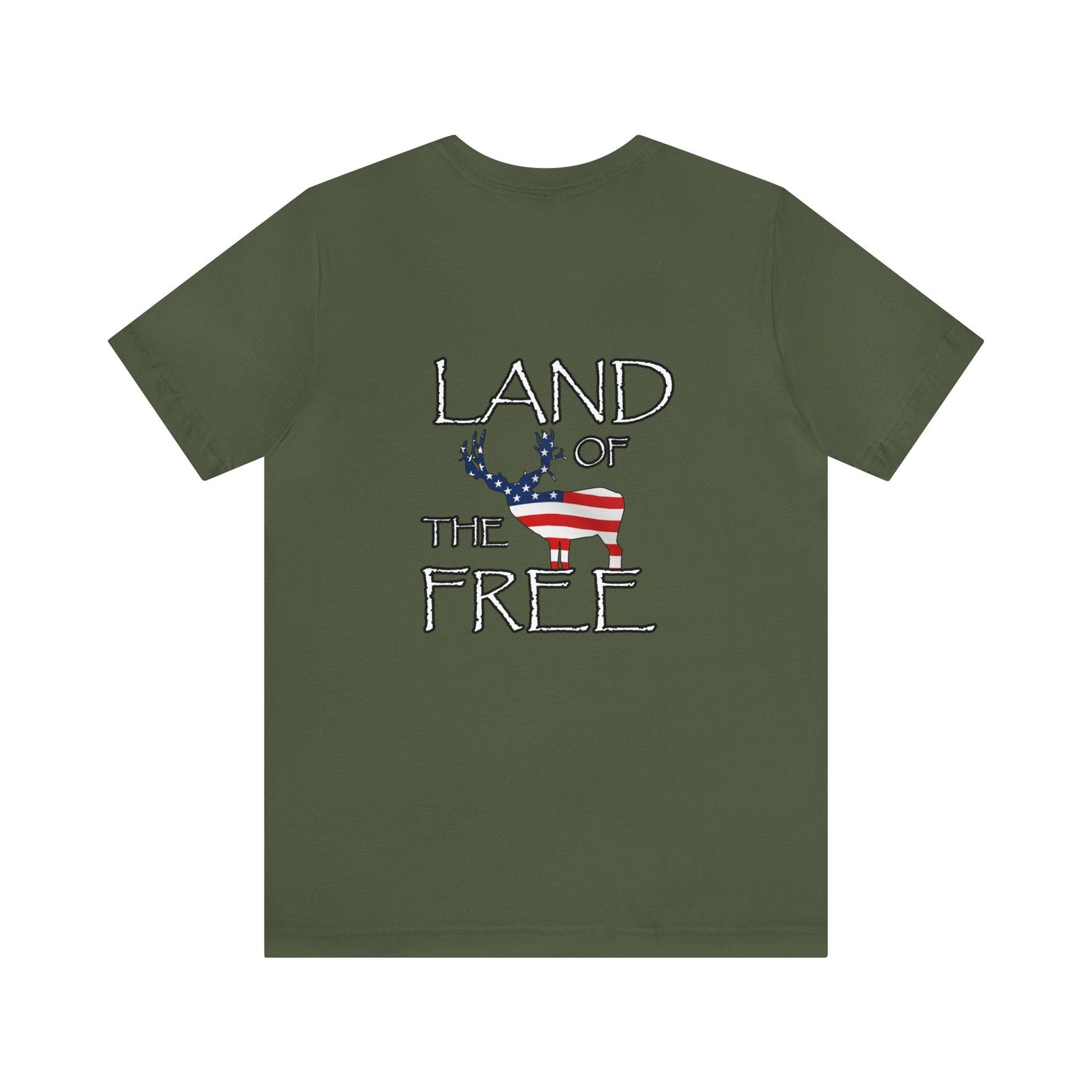 Western deer hunting t-shirt, color military green, front design placement