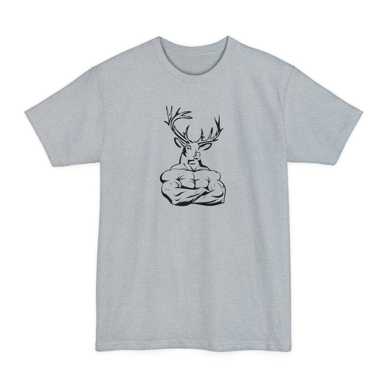 Big and tall deer hunting t-shirt, color light grey, back design placement
