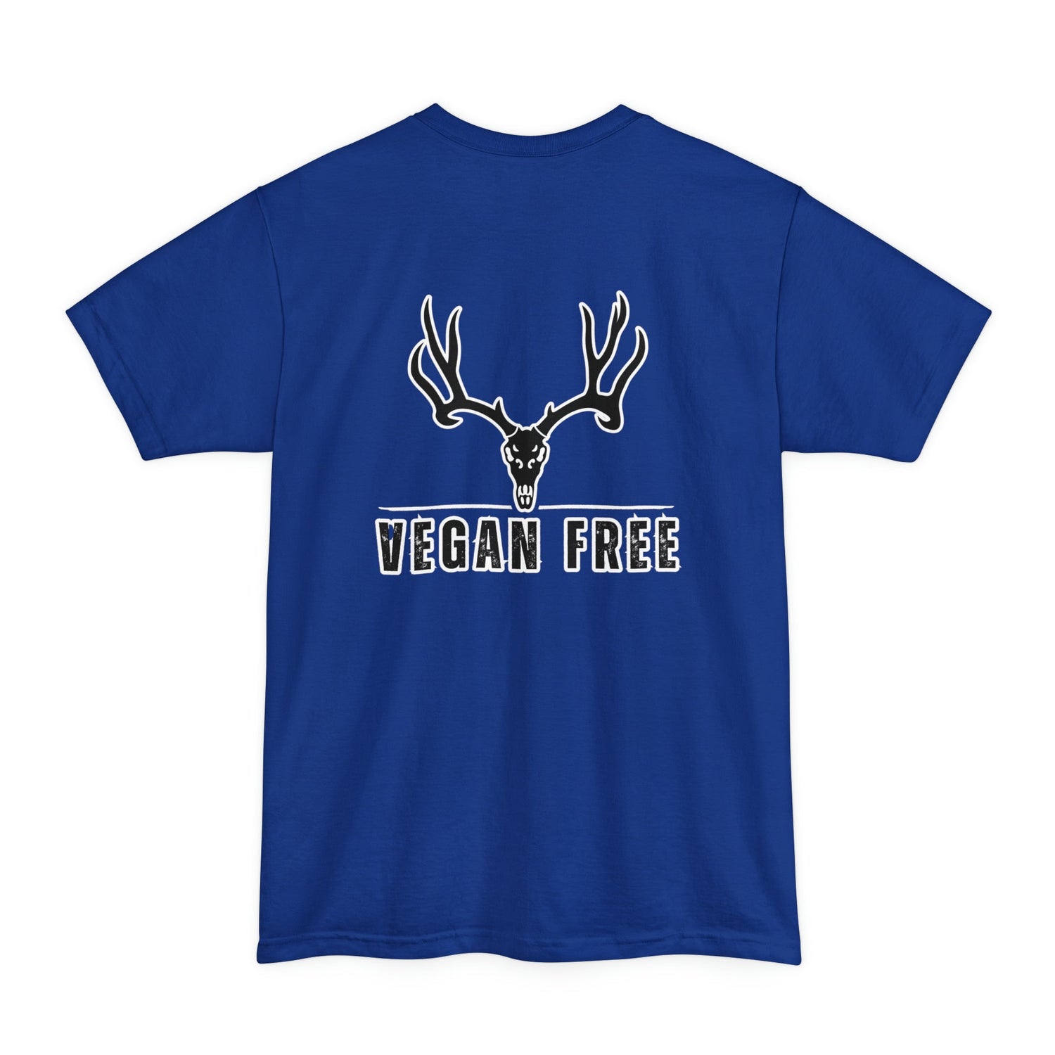 Big and tall deer hunting t-shirt, color blue, back design placement