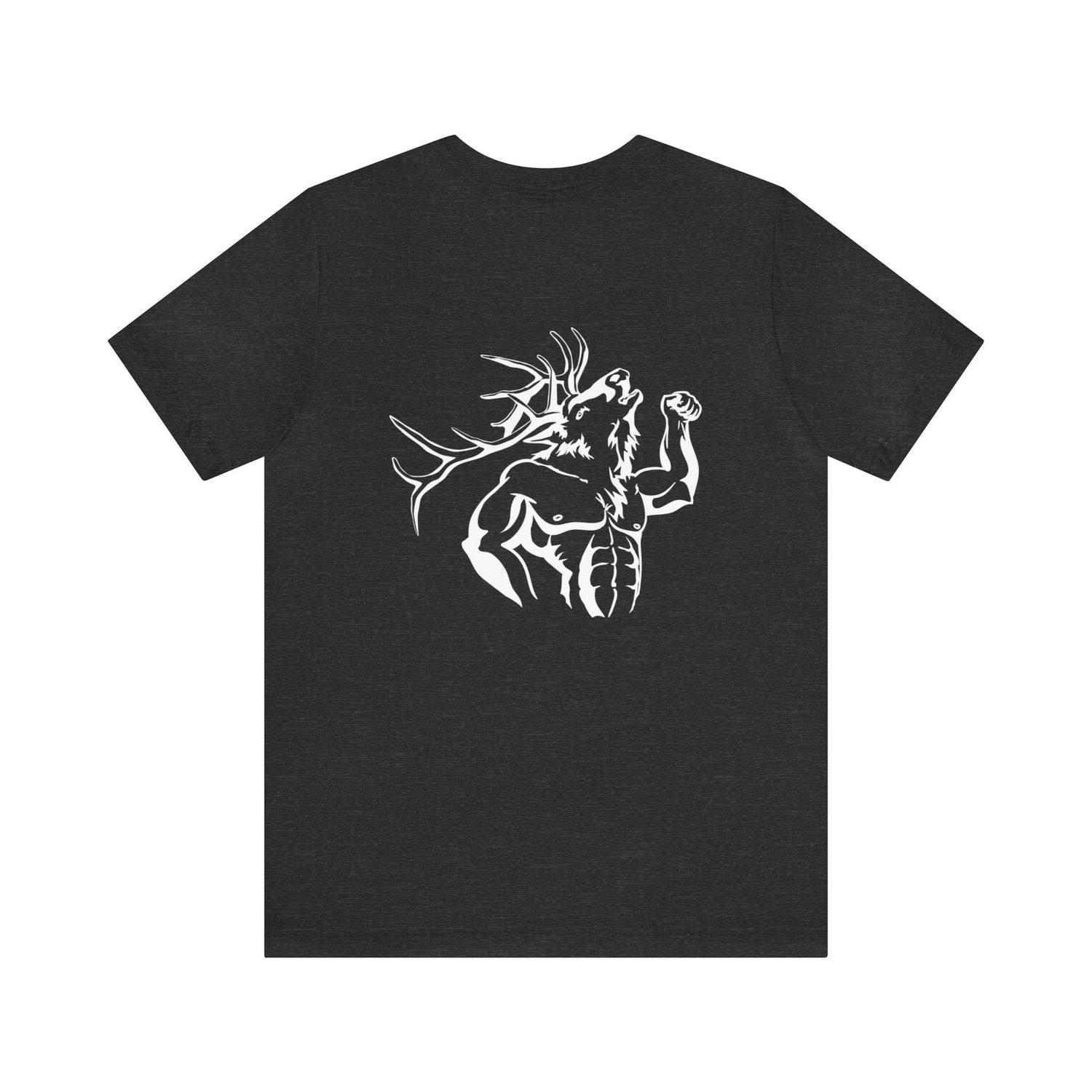 Western elk hunting t-shirt, color dark grey, back design placement