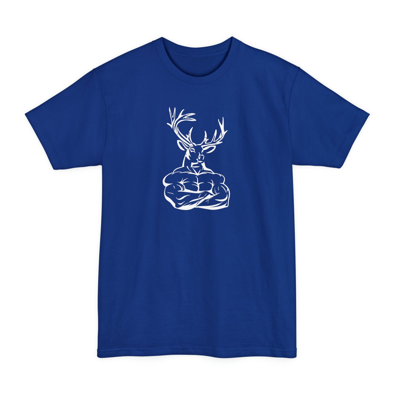 Big and tall deer hunting t-shirt, color blue, back design placement