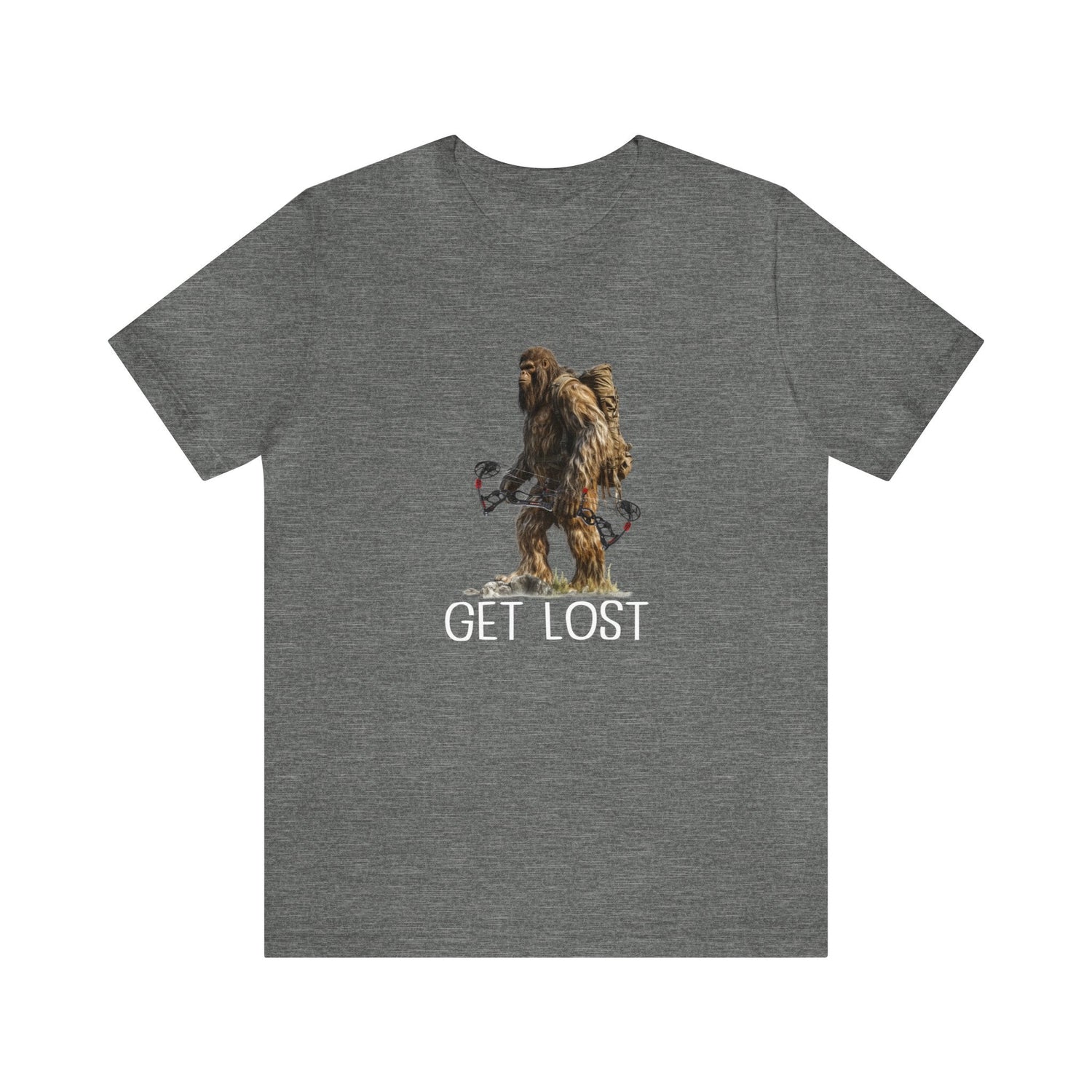 Western deer hunting t-shirt, color dark grey, front design placement