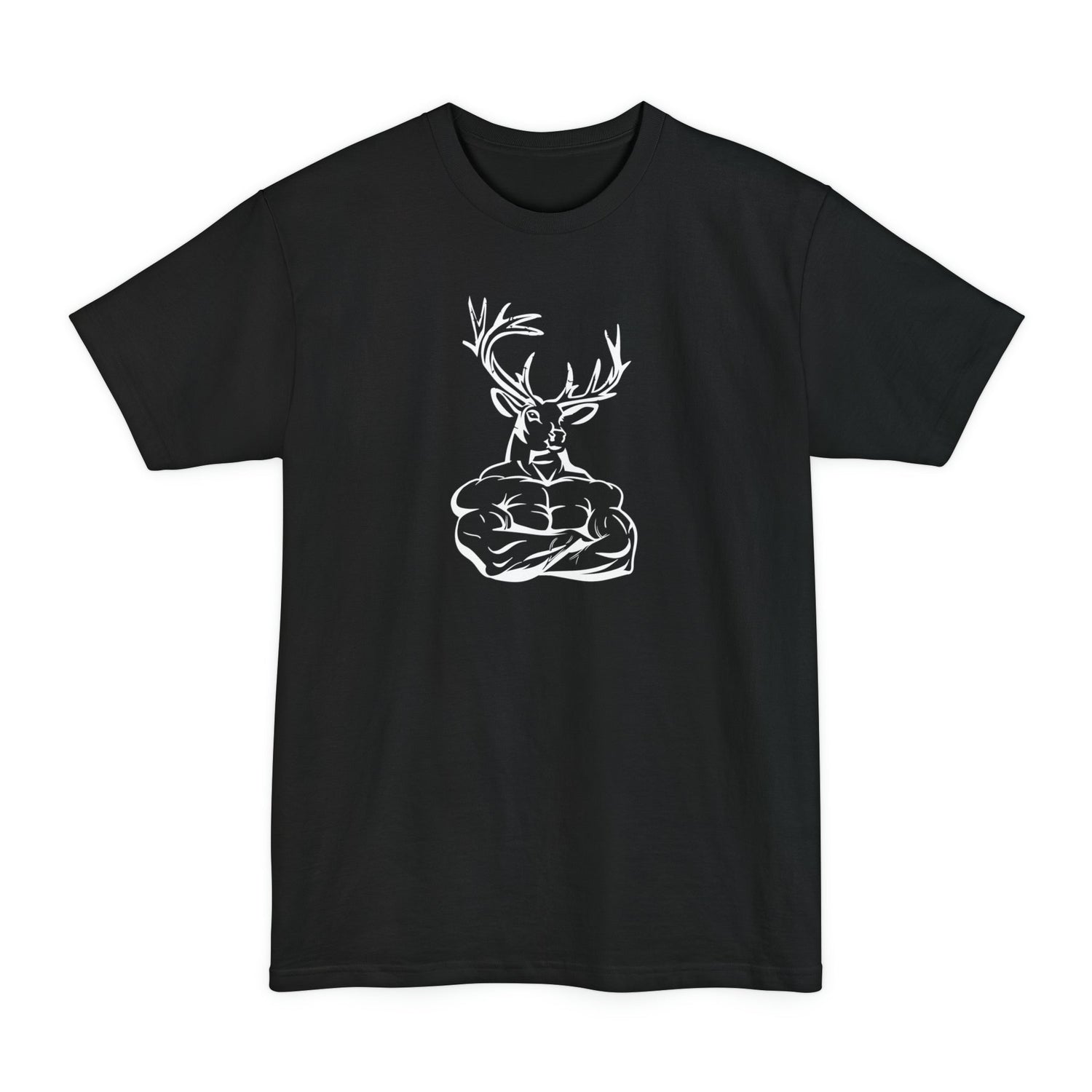 Big and tall deer hunting t-shirt, color black, back design placement