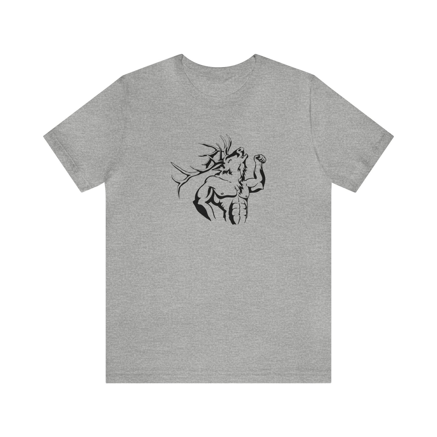 Western elk hunting t-shirt, color light grey, front design placement