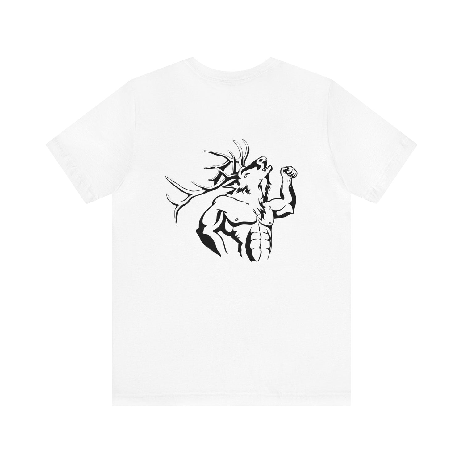 Western elk hunting t-shirt, color white, back design placement