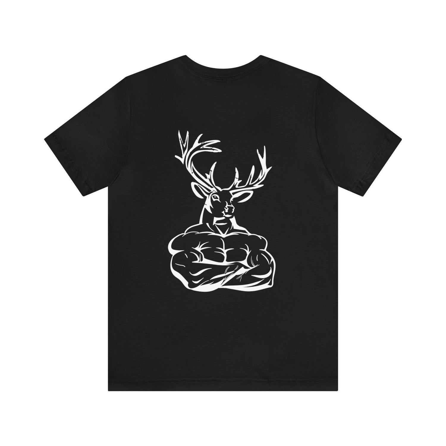 Western deer hunting t-shirt, color black, back design placement