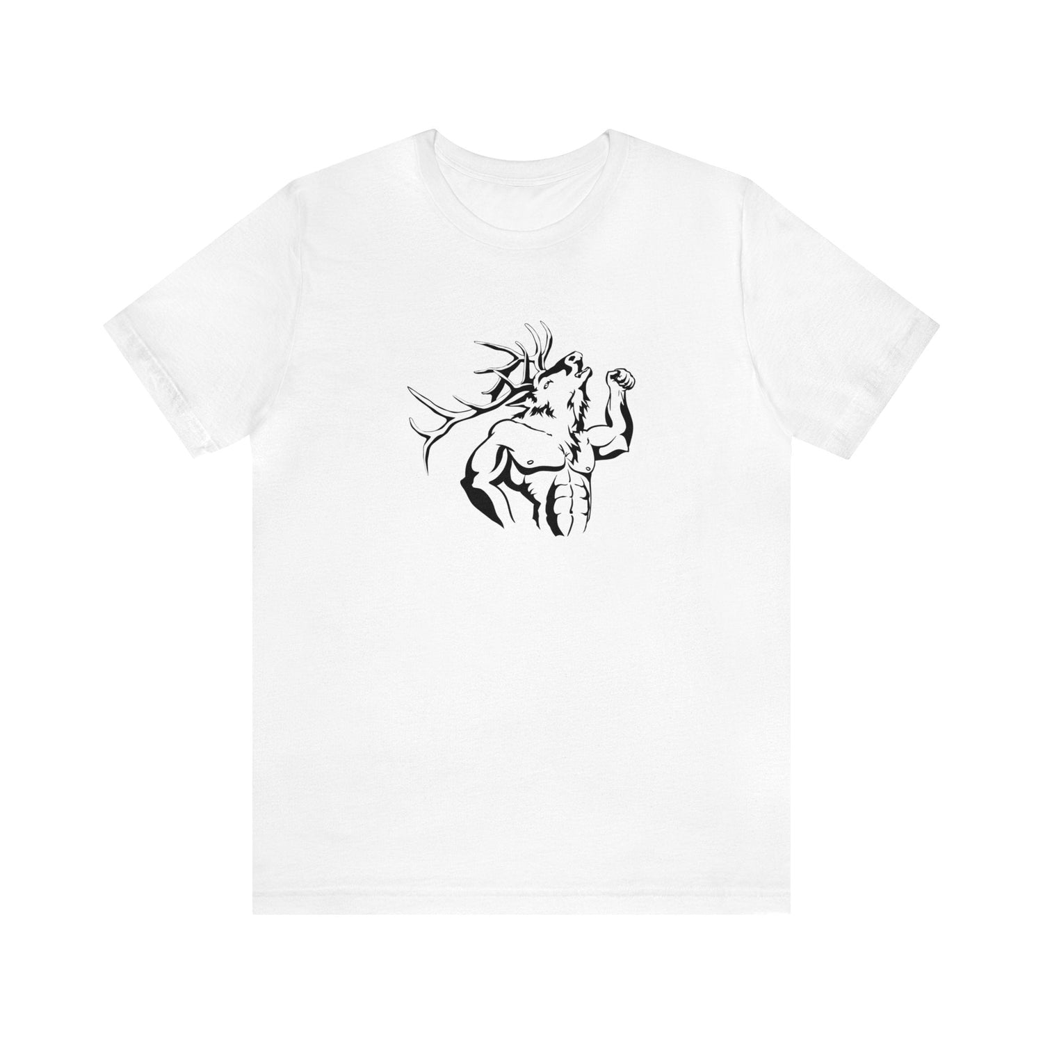 Western elk hunting t-shirt, color white, front design placement