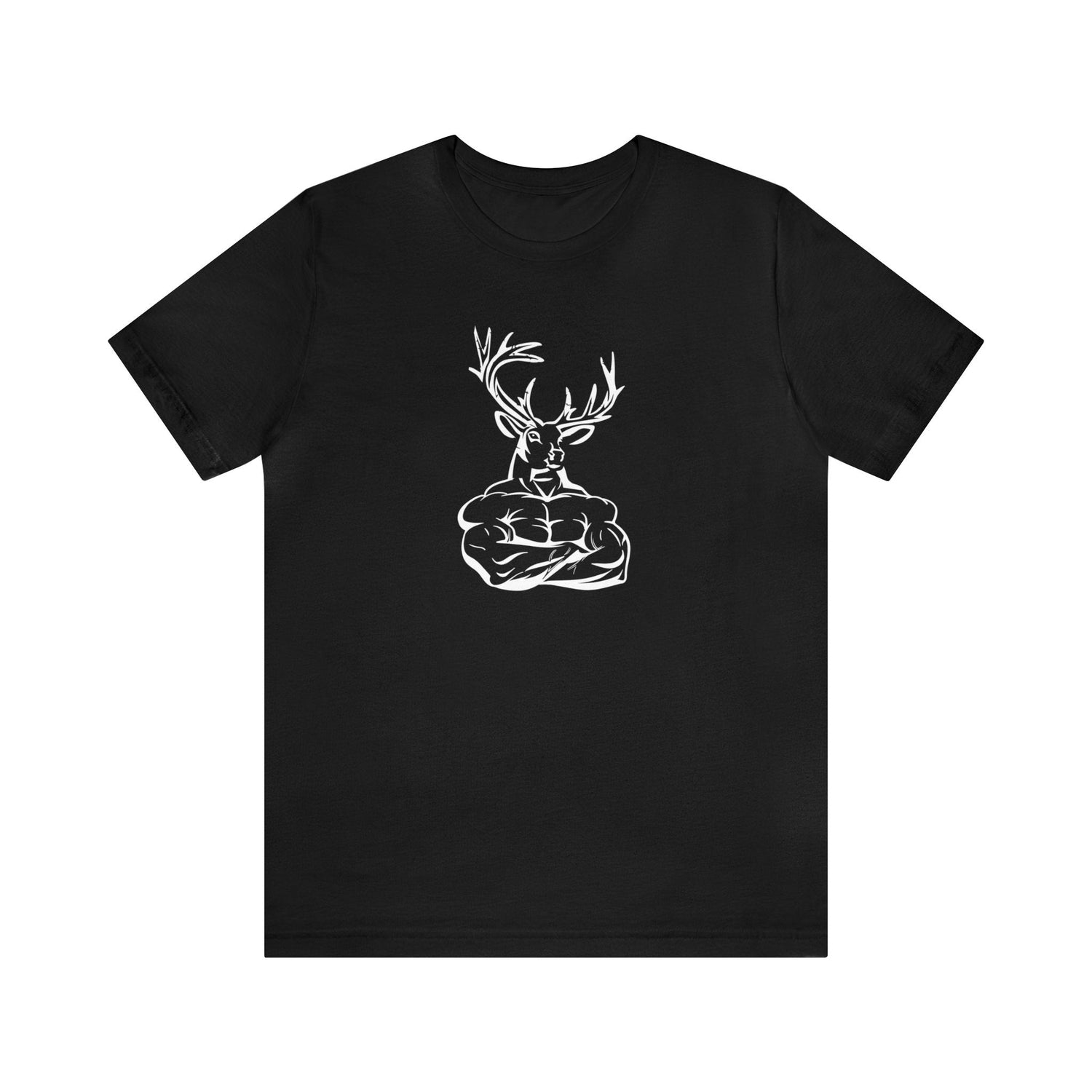 Western deer hunting t-shirt, color black, front design placement