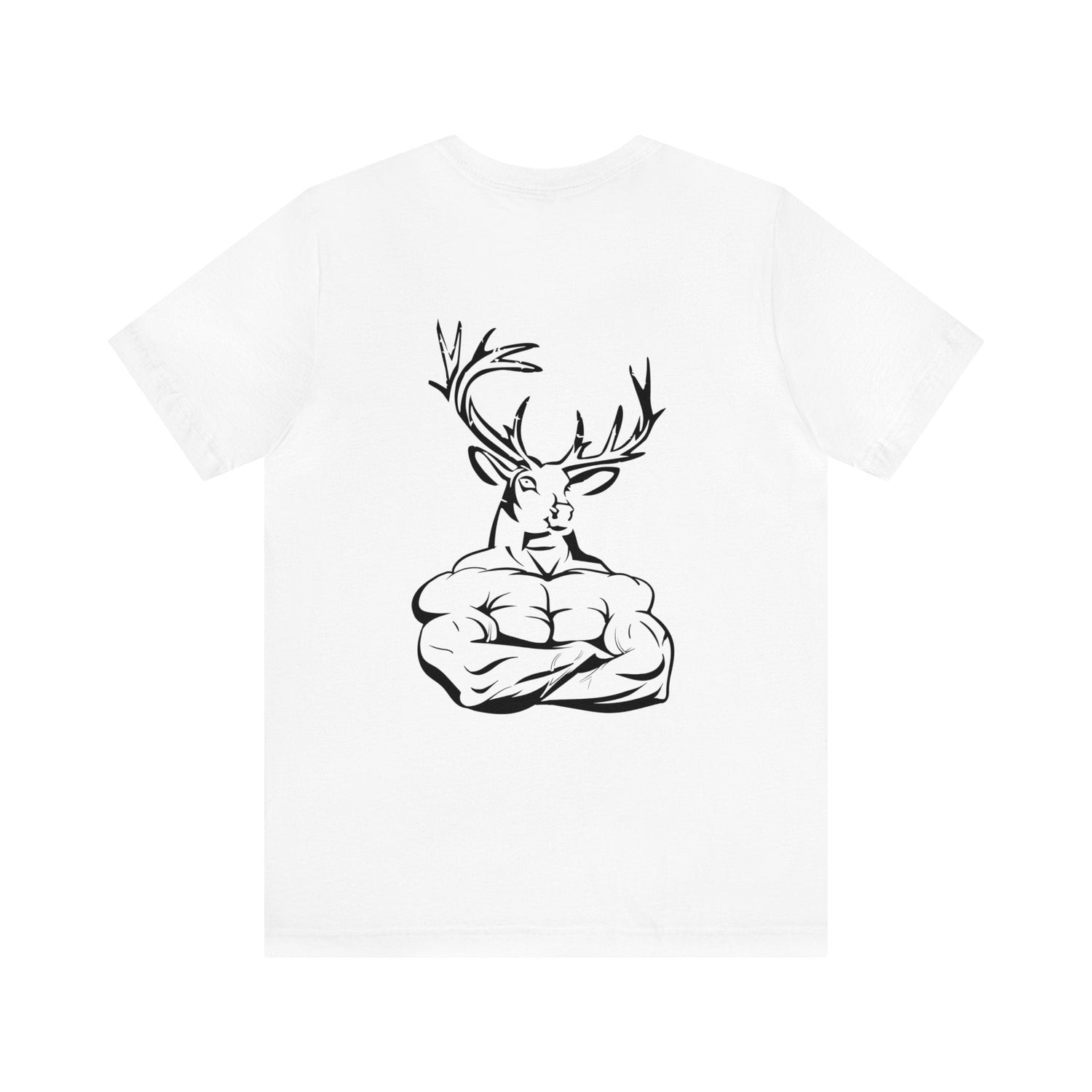 Western deer hunting t-shirt, color white, back design placement