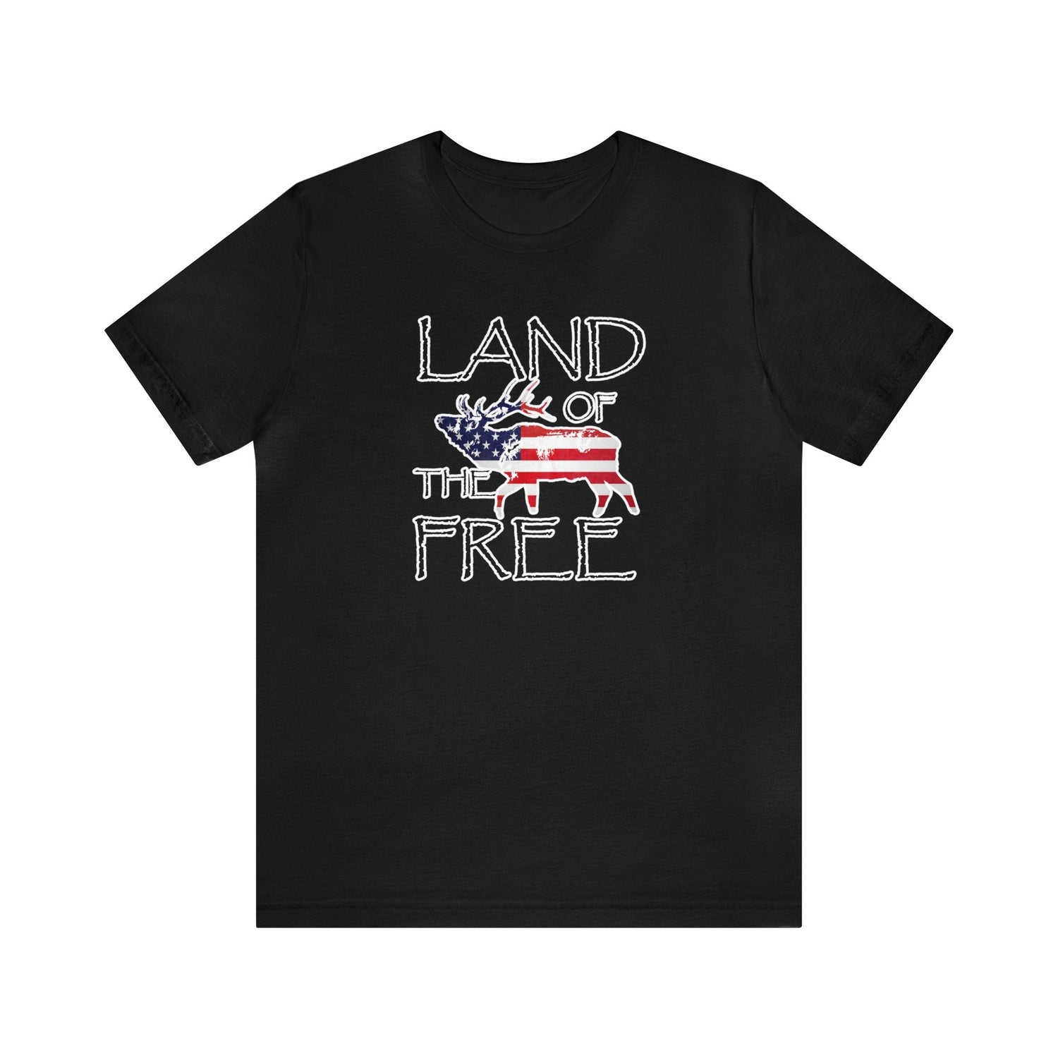 Western elk hunting t-shirt, color black, front design placement