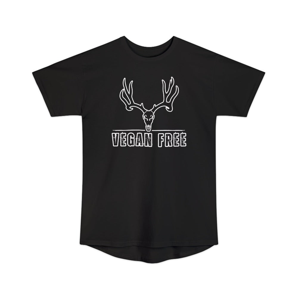 Athletic tall deer hunting t-shirt, color black, front design placement