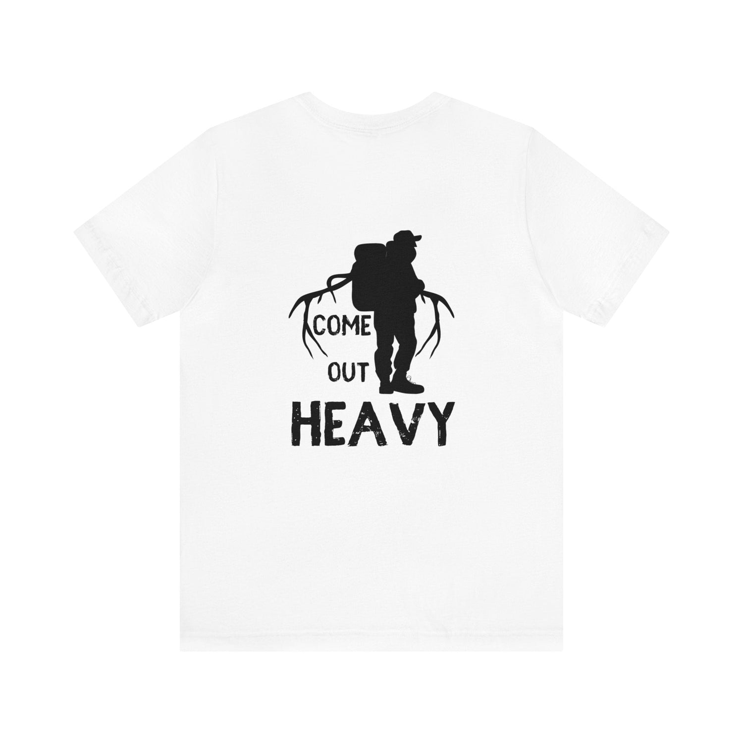 Western elk hunting t-shirt, color white, back design placement