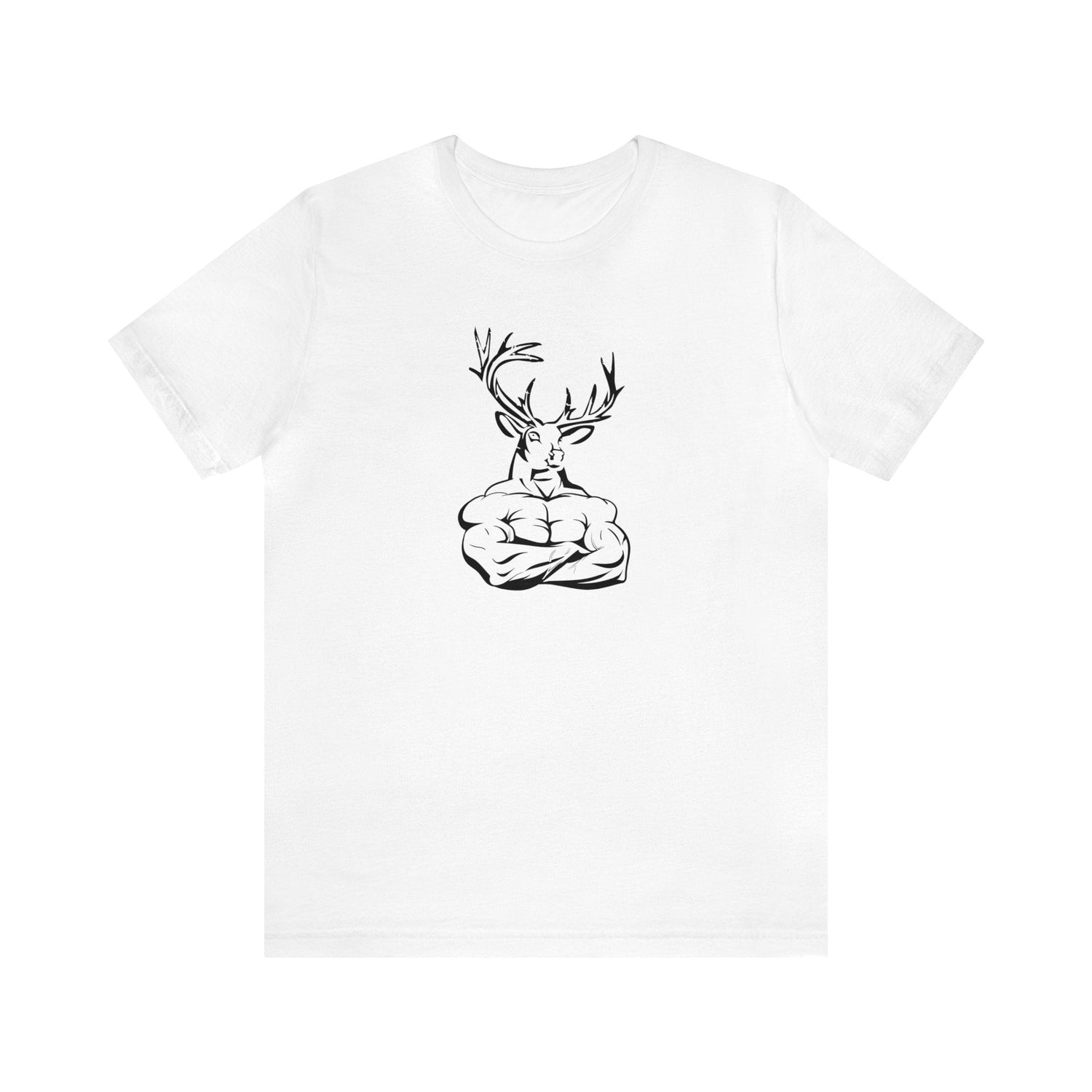 Western deer hunting t-shirt, color white, front design placement