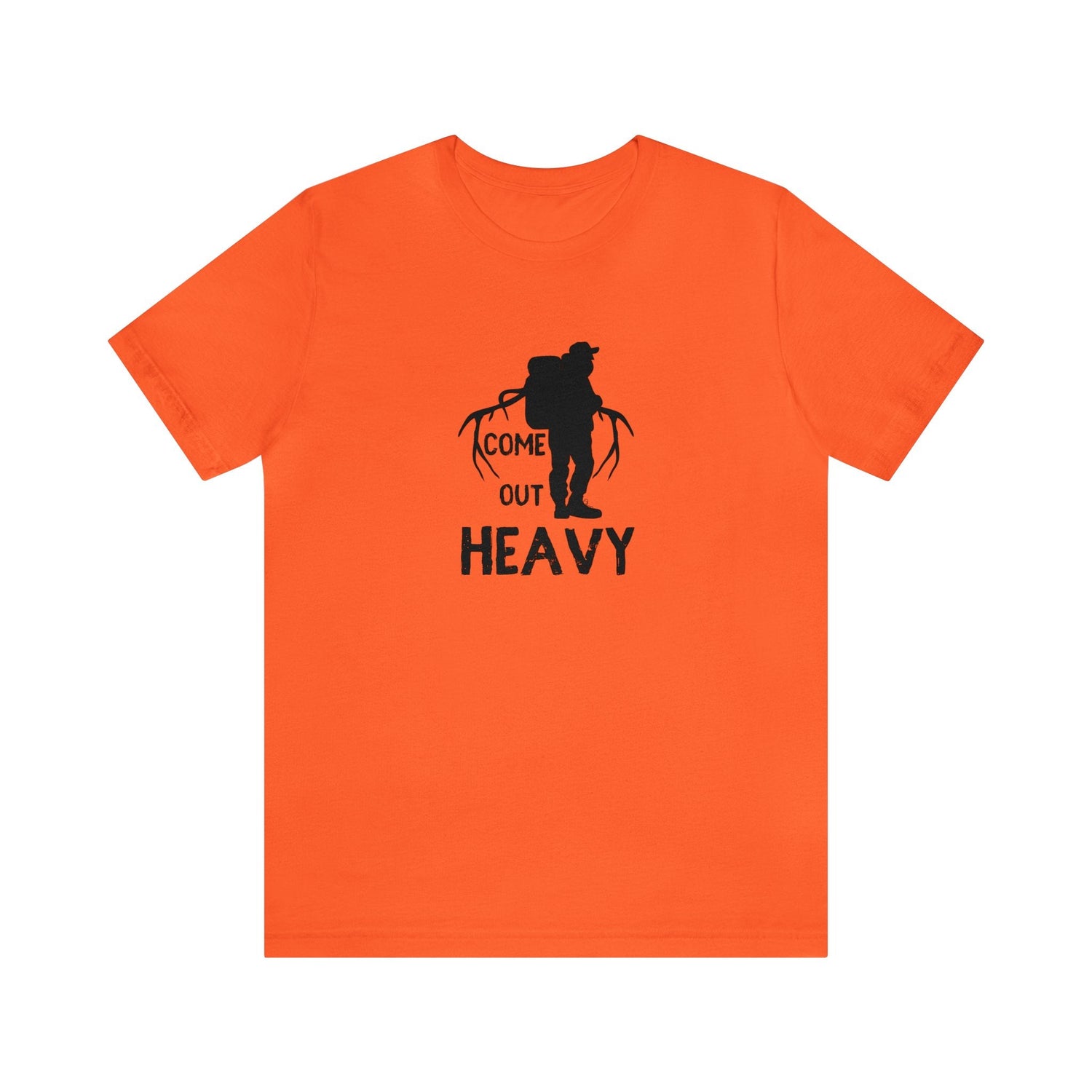 Western elk hunting t-shirt, color orange, front design placement